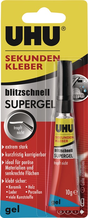 UHU Sekundenkleber blitzschnell SUPERGEL 10g farblos Tube UHU - Vorteilspack