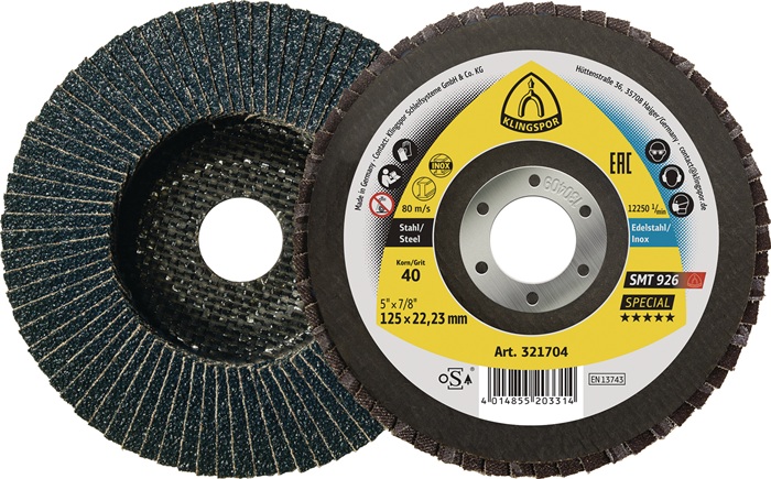 KLINGSPOR Fächerscheibe Ø 115 mm Körnung 40 6° gewölbt - Vorteilspack