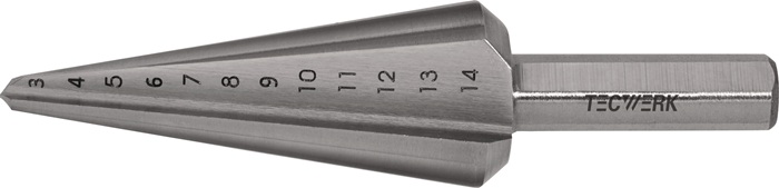 TECWERK Blechschälbohrer Bohrber.3-14mm HSS-Co Gesamt-L.58mm Z.2 TECWERK