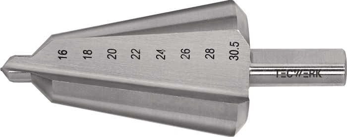 TECWERK Blechschälbohrer Bohrber.16-30,5mm HSS-Co Gesamt-L.76mm Z.2 TECWERK