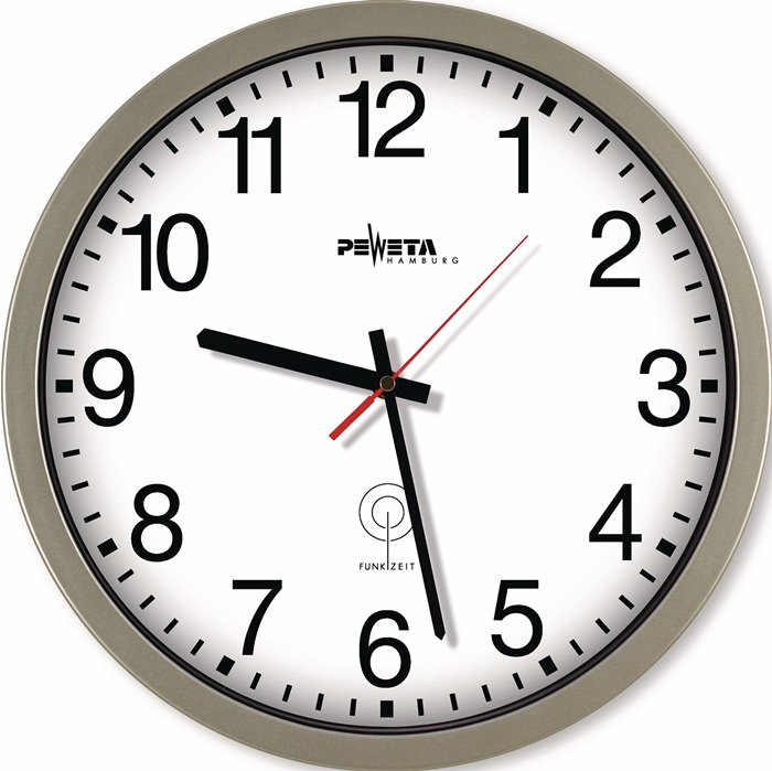 PEWETA Funkuhr Funkuhr Kunststoff silber