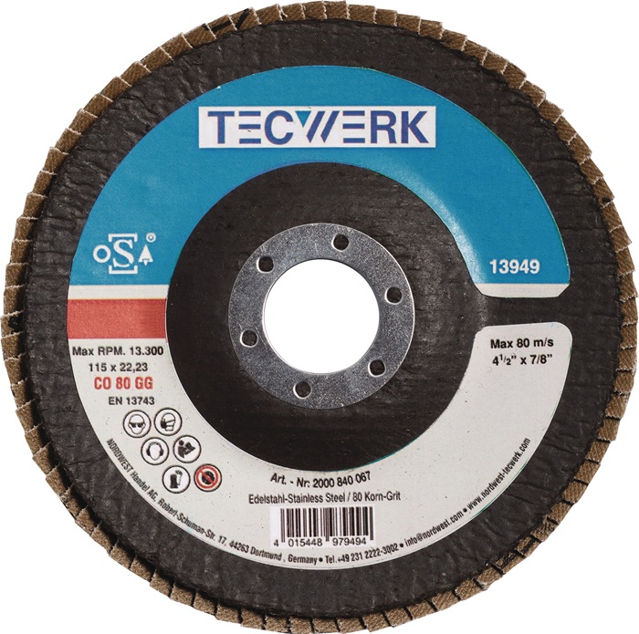 TECWERK Fächerscheibe D.115mm K.80 kon.INOX CO TECWERK - Vorteilspack