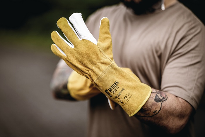 NITRAS SAFETY Schweißerhandschuhe WELDER PRO Gr.9 ocker/grau PSA-Kat.II - Vorteilspack