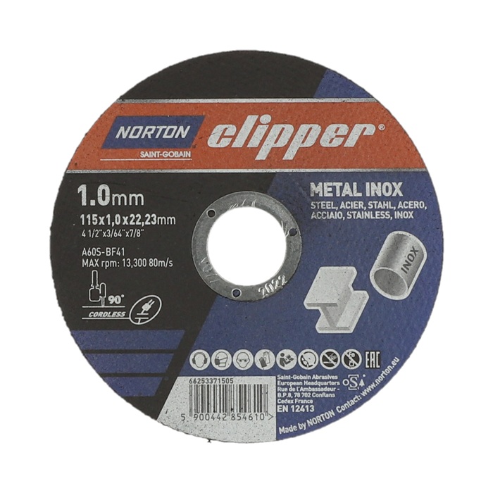 NORTON CLIPPER Trennscheibe D115x1,0mm Typ 41 Metall-Inox 13300 min-1