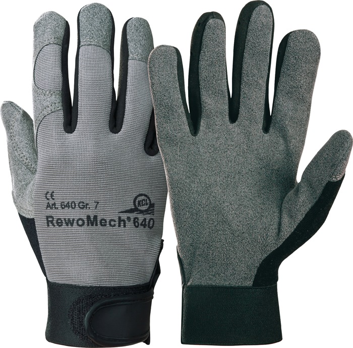HONEYWELL Kunstlederhandschuhe RewoMech 640 Gr.9 schwarz/grau Kunstleder/Elastan - Vorteilspack