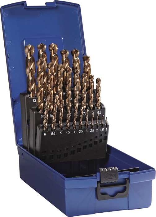 TECWERK Spiralbohrersatz DIN338 Typ VA D.1-13x0,5mm HSS-Co5 dampf.25tlg.Ku.-Kass.TECWERK