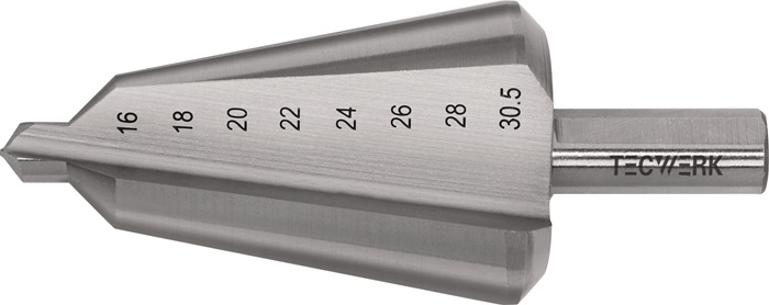 TECWERK Blechschälbohrer Bohrber.16-30,5mm HSS Gesamt-L.76mm Z.2 TECWERK