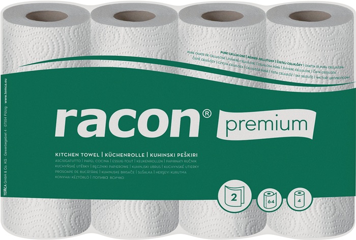 RACON Küchenrolle racon® premium K-2 B220xL250ca.mm weiß 2-lagig,perforiert 4 Rl./PAK