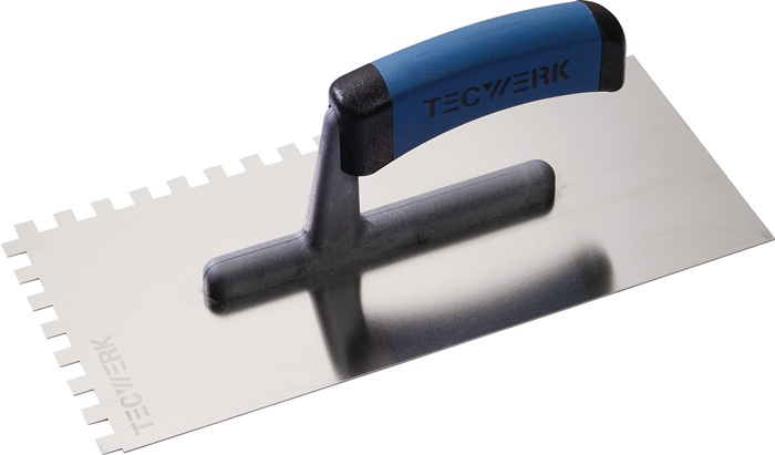 TECWERK Glättekelle L.280mm B.130mm Zahn 8x8 VA S.0,7mm TECWERK
