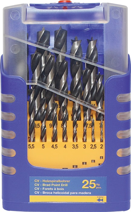 FISCH-TOOLS Holzspiralbohrer-Satz 25-teilig