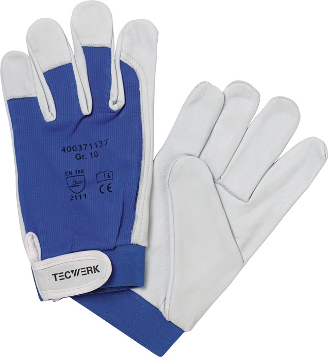 TECWERK Handschuhe Donau Gr.8 natur/blau EN 388 PSA II TECWERK - Vorteilspack